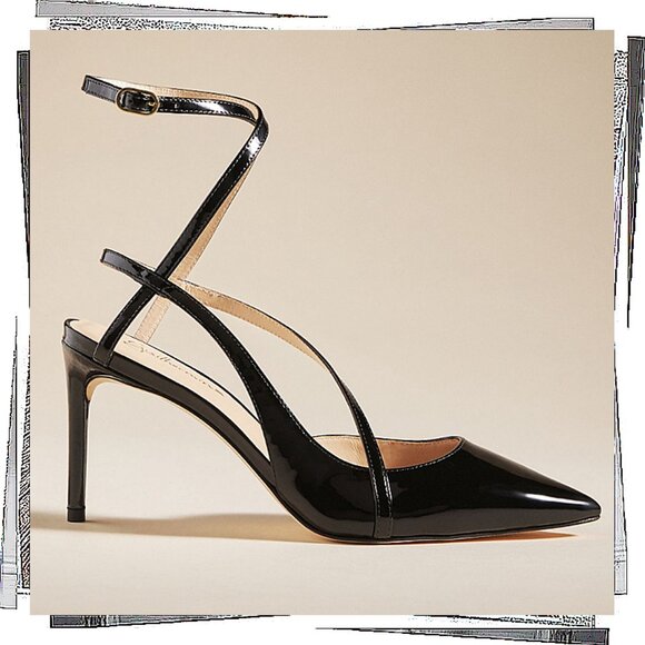 Black Patent Leather Pointy Toe Heels (38 EU) by Guilhermina - Picture 2 of 13